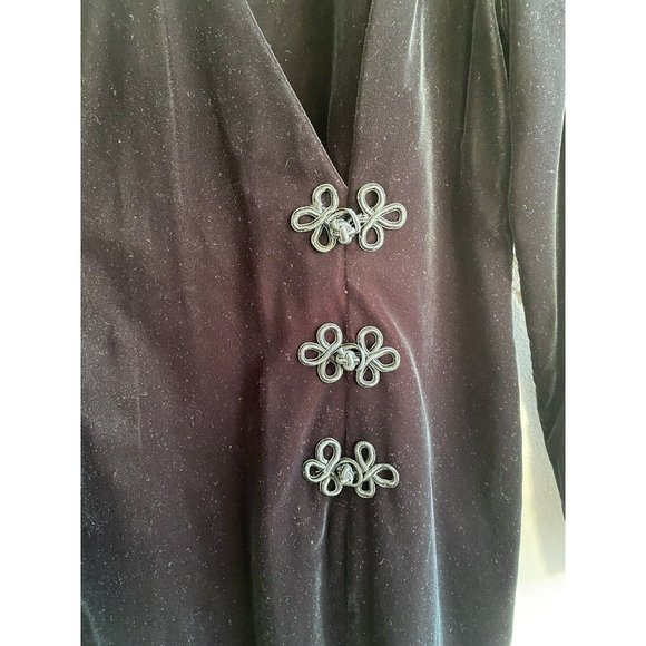 COPY - Vintage Maggy London Dress Size 10 Black Velvet Asian Inspired Long Slee… - Picture 4 of 10